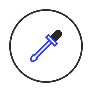 Blue dropper tool in circular frame symbolizing precise color selection and graphic design vector