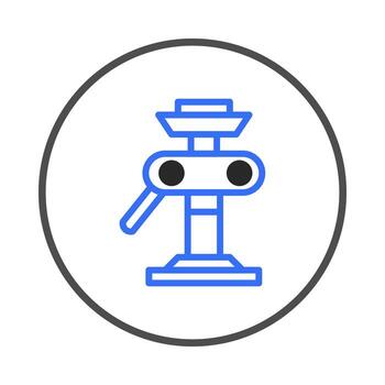 azul mecánico dispositivo emblema dentro circulo exhibiendo Ingenieria componente diseño y técnico vector