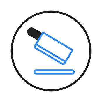 azul contorno microscopio icono con minimalista diseño dentro un circulo simbolizando científico vector