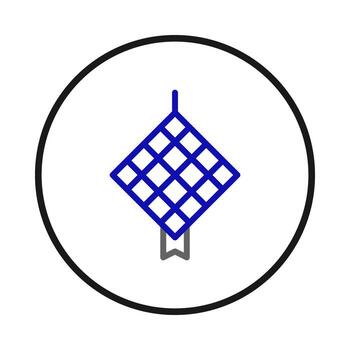 Blue patterned diamond shape with minimalist line art on a clean white background encapsulated in vector