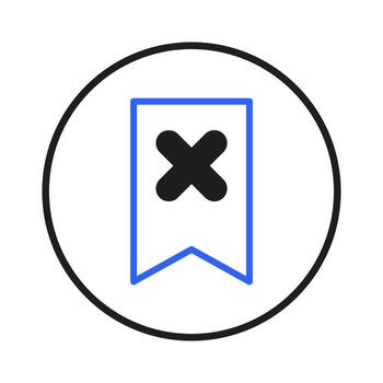 Bookmark icon with cross mark inside a circle a visual representation for mark unread information vector