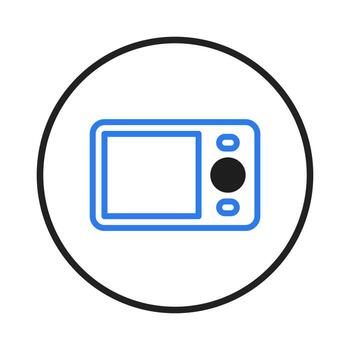 Camera device outlined in circular border conveying simplicity with a modern digital photography vector