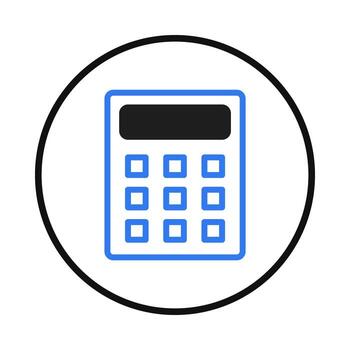 Calculator interface inside a circular border for mathematics calculation applications finance vector