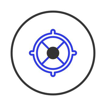 Circular navigation emblem featuring concentric circles and crosshair targeting precision and vector