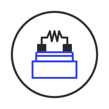 Conceptual circuit component illustration in white circle showcasing electronics and connectivity vector