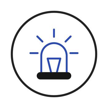 Emergency alert symbol with flashing light inside a circle indicating immediate assistance is vector