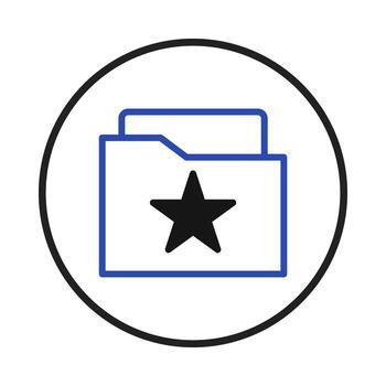 Enclosed folder icon with star symbol inside a circle represents favorite digital document vector