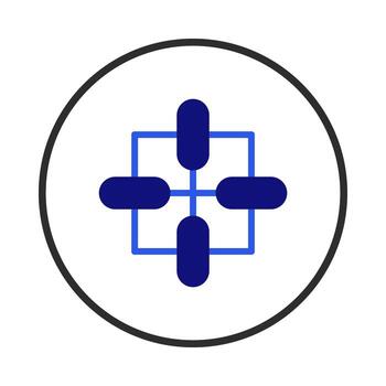 Geometric abstraction with interconnected forms and a circular boundary design with balanced vector