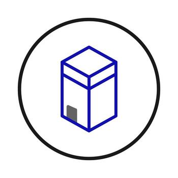 Geometric box illustration inside circular frame creating minimalist art for contemporary design vector