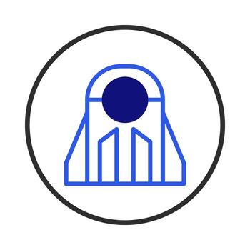 geométrico emblema con azul estructura abarcado en circulo marco crea minimalista diseño vector