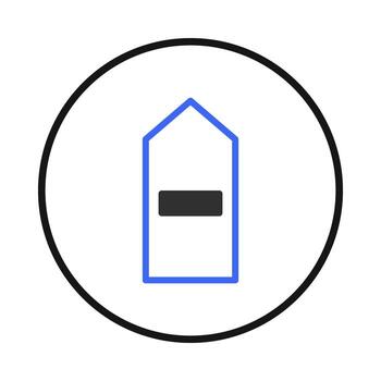 Geometric icon with a house-shaped outline and a central bar within a circular frame displays vector