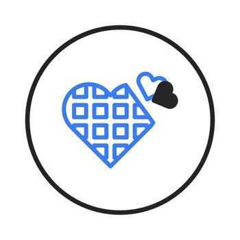 Geometric heart icon with waffle pattern symbolizing connection and affection in circular frame vector