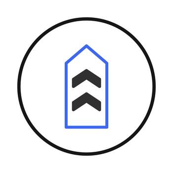 Geometric upward arrows design within a circular frame embodying progression and advancement with vector