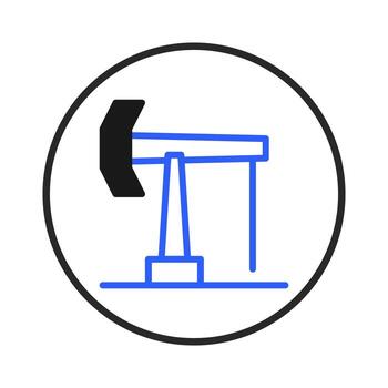 Graphical representation displaying oil extraction machinery inside circular border conveying vector