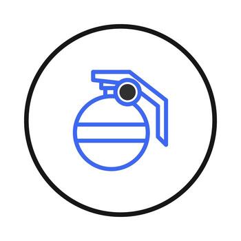 Minimalist blue grenade design encompassed in a circular frame for various tactical uses vector