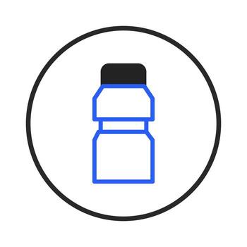 Minimalist depiction of a sealed bottle in a circle representing container storage concept and vector