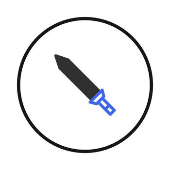 Sleek stylized sword icon within a circular frame showcasing digital design and concept vector