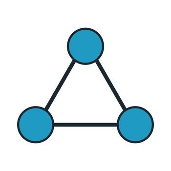 Geometric technology symbol showing triangular graph of three connected points in modern style vector