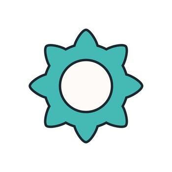 Sharp-Edged Gear Icon in Flat Illustration Style Representing Configuration Tools in Software or Apps vector