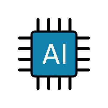 Blue Artificial Intelligence Processor Icon for Digital Innovation and Future Technology vector