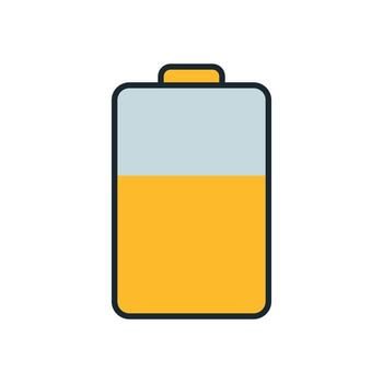 battery icon indicates medium charge, ideal for usage in electronics dashboard, apps, and efficiency tools vector