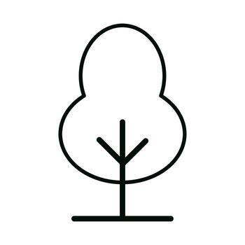 Modern Monoline Tree Design with Fluidly Curved Canopy Resembling a Rounded Hourglass Shape and Angular Branch Junctions vector