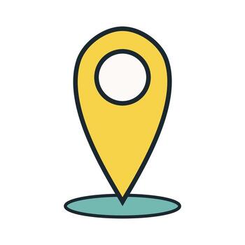 plano amarillo mapa alfiler diseño con contorno y soltar sombra en blanco antecedentes ilustración vector