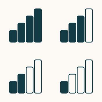 celular recepción fuerza íconos con degradado barras representando pobre a fuerte señal vector