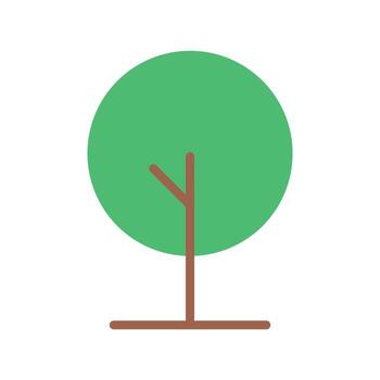 Modern Flat Design of a Lollipop-Shaped Tree with Symmetrical Round Top and Central Stem vector