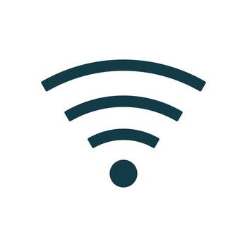 Minimalist wireless connectivity symbol with signal waves and central node in solid flat design vector