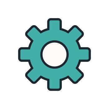 Simple Turquoise Gear Illustration for Use in Technical Interfaces, System Tools, or Application Configuration Symbols vector