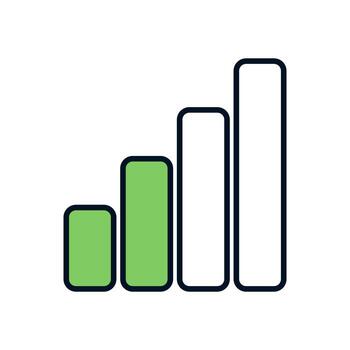 wireless network signal icon with four bar elements in modern flat green style vector