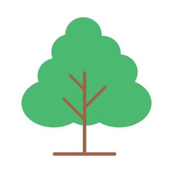 Minimal stylized tree shape with large green foliage and abstract brown branches in clean flat design vector