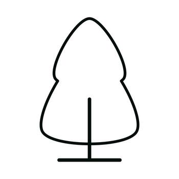 Thin Outline Evergreen Tree Icon in Stylized Contour Shape with Pointed Top and Balanced Lower Curves in Modern Flat Style vector