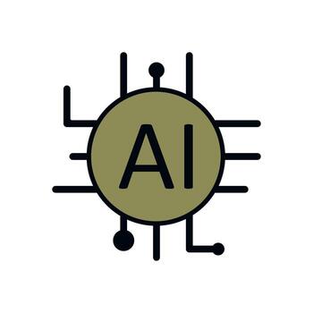 plano estilo ai pastilla logo presentando aceituna color y negro tecnología circuito diseño vector