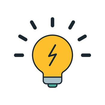 Bright idea icon with bold outline and minimalistic glowing effect vector
