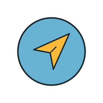 Modern Send arrow icon in round blue button, flat style sign for mobile vector