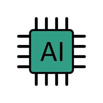 Artificial Intelligence Green Processor Icon for Futuristic Technology and Automation Design vector