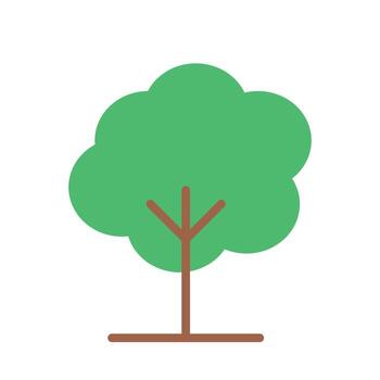 Simple nature graphic showing green tree with symmetrical circular leaves and clean trunk shape vector