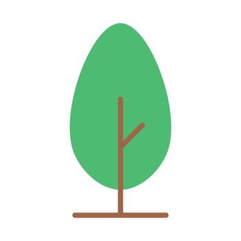 Simple green tree symbol with brown trunk and smooth leaf shape, clean style for park or nature map vector