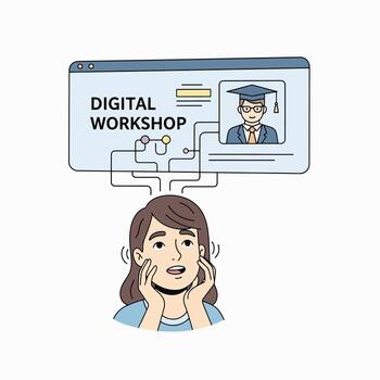 Digital Workshop Student Learning and Online Education Platform vector