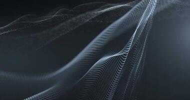 abstrakt rosa lysande Vinka av partiklar och prickar rör på sig på mörk bakgrund, stor data visualisering, trogen och digital bakgrund, 3d, 4k, sömlös elegant slinga video