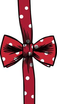 red and white bow with a polka dot ribbon without background vector