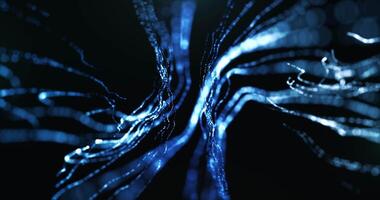 Abstract glowing digital cyber wave made of bright glitter particles and dots moving on blue background, big data visualization, futuristic and tech, 3D, 4K, seamless loop. video