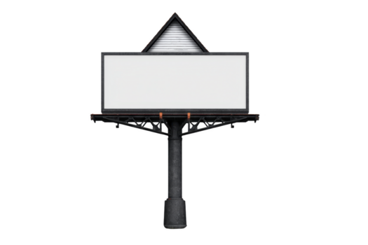 Blank billboard isolated on transparency background with triangular roof empty advertising space urban outdoor structure ready for custom message modern design clean and minimalistic style png