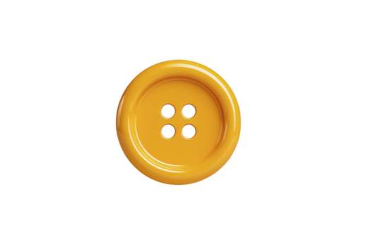 giallo pulsante il giro plastica pulsante con quattro fori isolato su trasparenza sfondo brillante superficie cucire accessorio semplice design vicino su vivace colore allegro umore png