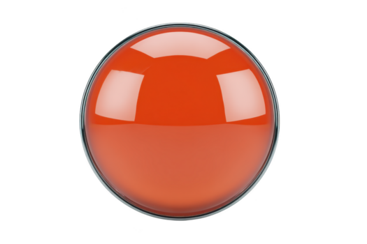 glansig orange knapp med reflekterande yta, isolerat på transparent bakgrund, idealisk för användare gränssnitt design, webb element, eller app ikoner, förmedla modern och vibrerande känna png