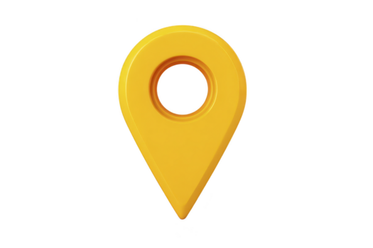 Yellow map pin location marker navigation symbol 3D icon isolated on transparency background modern design travel concept cheerful and simple style digital illustration png