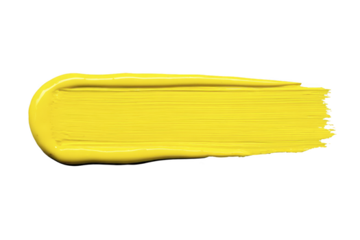 Yellow paint stroke, vibrant and textured, isolated on transparency background, showing artistic brushwork and creative expression, perfect for design or art projects png