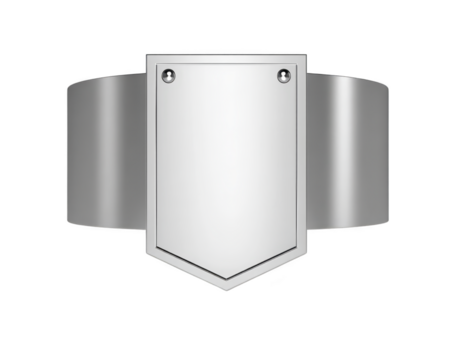 Metal shield blank silver emblem badge template shiny empty plaque isolated Silver metal shield emblem with blank plaque template shiny and empty isolated transparency background suitable png